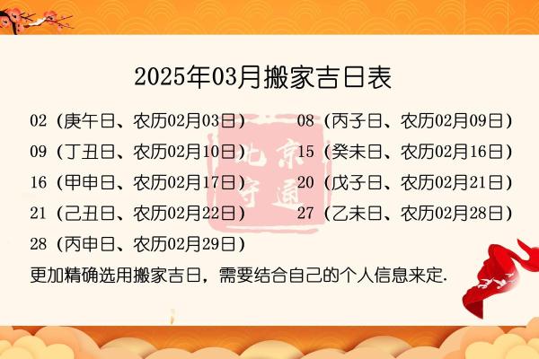 黄道吉日2025年3月生肖鼠乔迁吉日查询