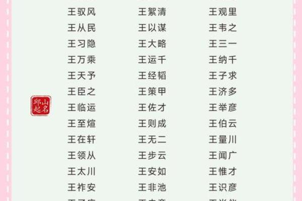 王姓单字名字大全男孩名字(姓王取单字男孩名字)